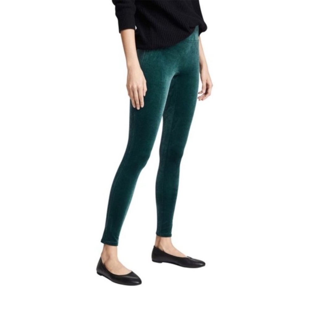 Spanx Velvet Leggings in Color Malachite